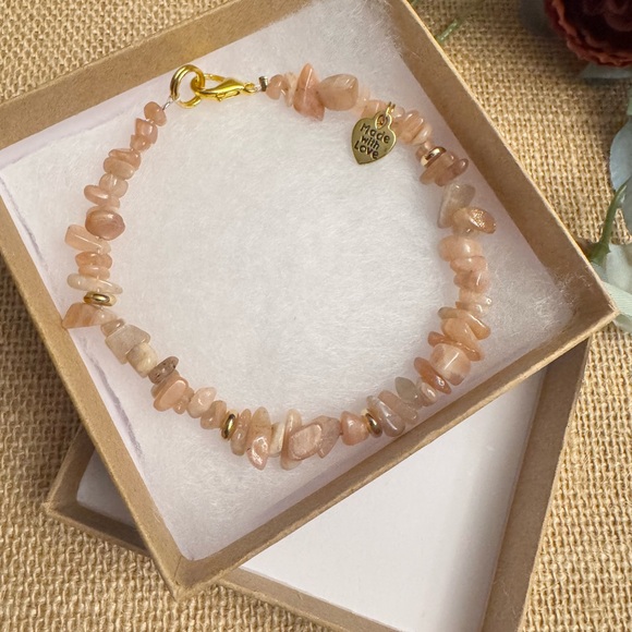 Sunstone  Gold Beaded Ankle  Bracelet - Picture 1 of 2